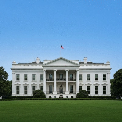 Detailed architectural shot of the White House, symbolizing governance and decision-making