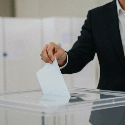 People voting at a polling station, emphasizing civic participation