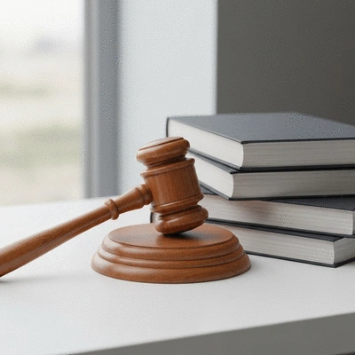 Gavel and law books on a wooden desk, symbolizing legal frameworks and governance