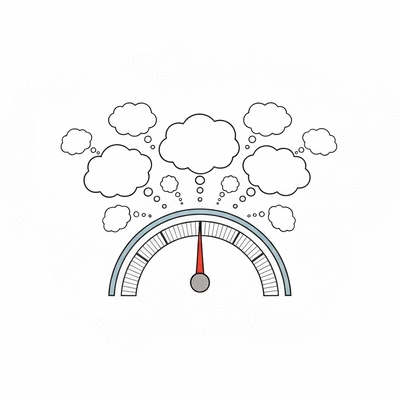 Stylized graphic representing a snapshot of public opinion, with diverse thought bubbles and a central gauge, no text, no words, no typography, clean image